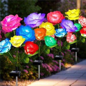 Solar Garden Decor Outdoor Lights, 4 Pack Waterproof Garden Lights for Outside